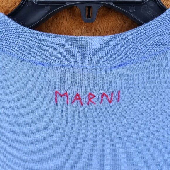 MARNI Sweater Mens Size 48 Blue Orange Stripe Pullover Lightweight Wool $975 - Picture 4 of 9